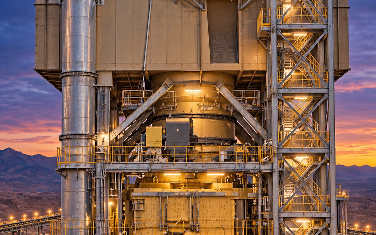 Instalación industrial de chancado en operación